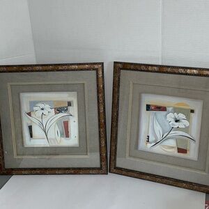 Framed Pictures Floral 16” X2 Home Decor Artwork Wall Art